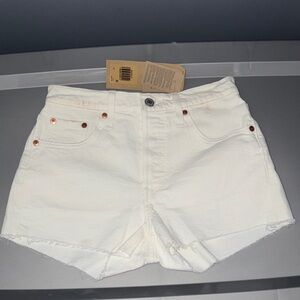 Levi's White High-Rise Cutoff Jean Shorts